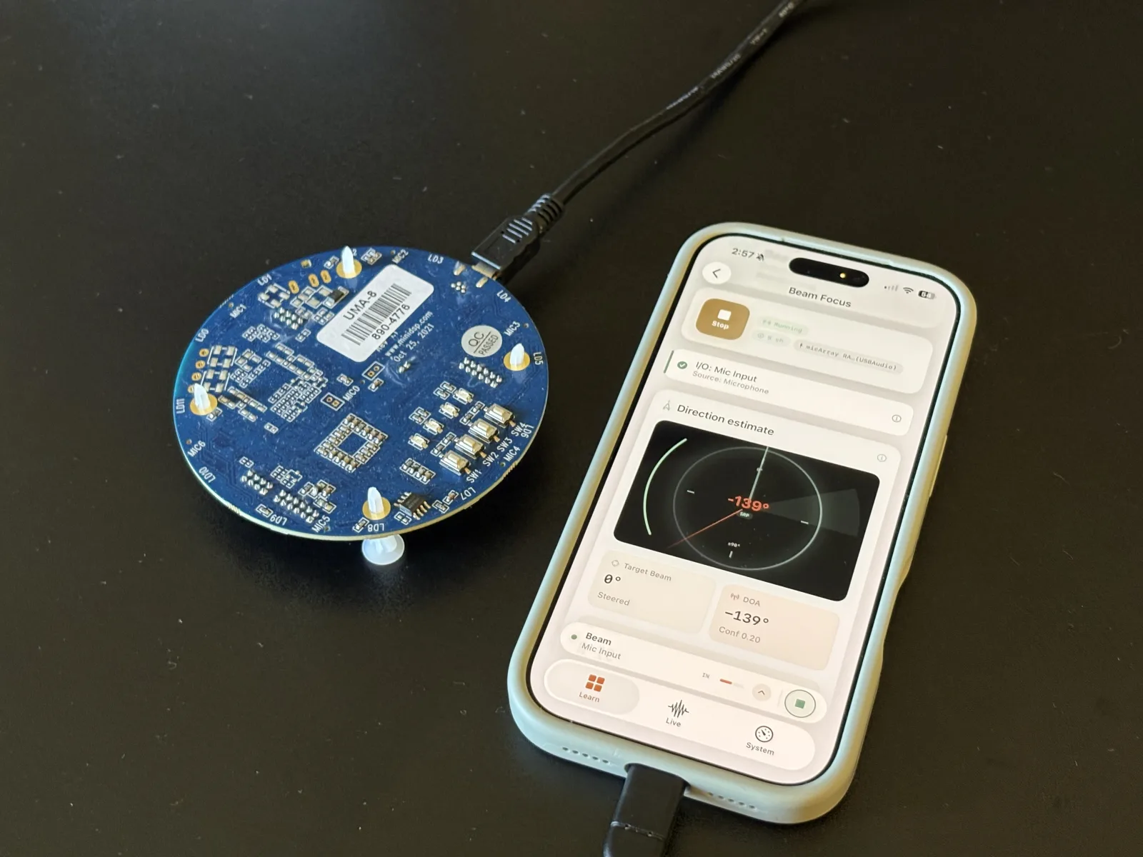 Acoustic Beamforming on iPhone: UMA-8