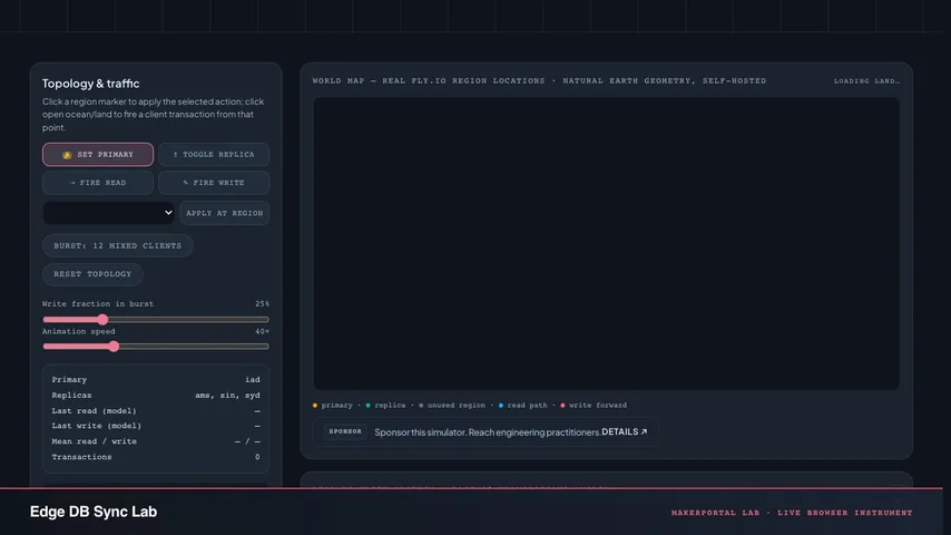 Edge DB Sync Lab — live MakerPortal instrument screenshot