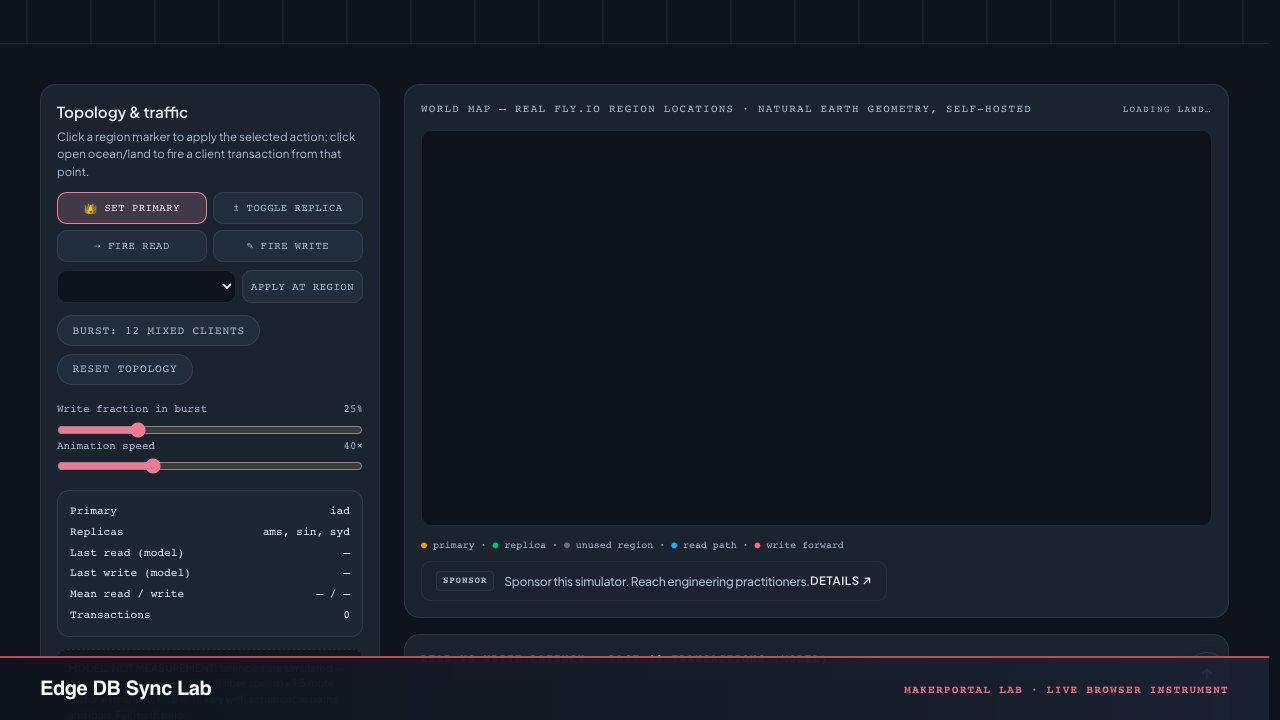 Edge DB Sync Lab — live MakerPortal instrument screenshot