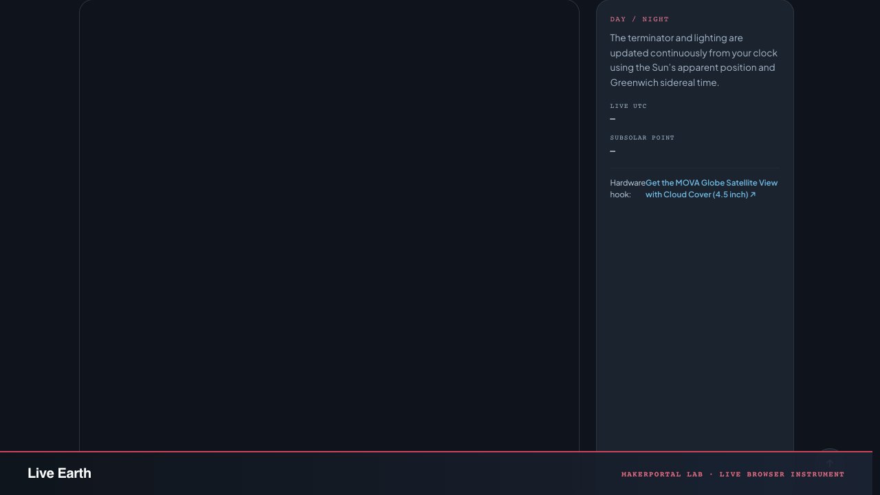 Live Earth — live MakerPortal instrument screenshot