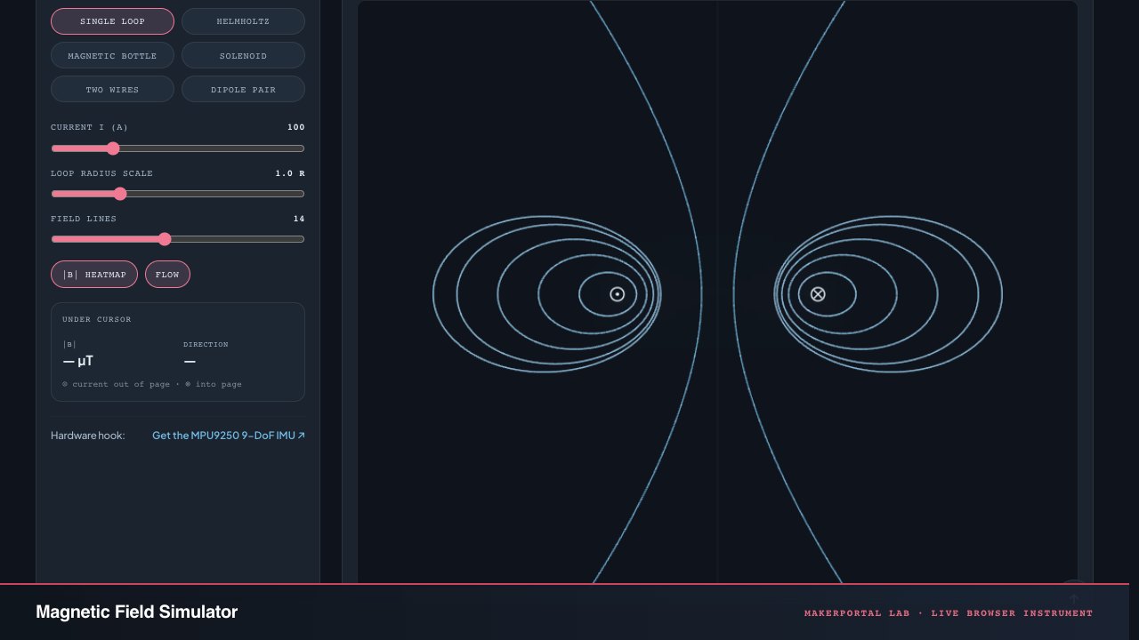Magnetic Field Line Tracer — live MakerPortal instrument screenshot