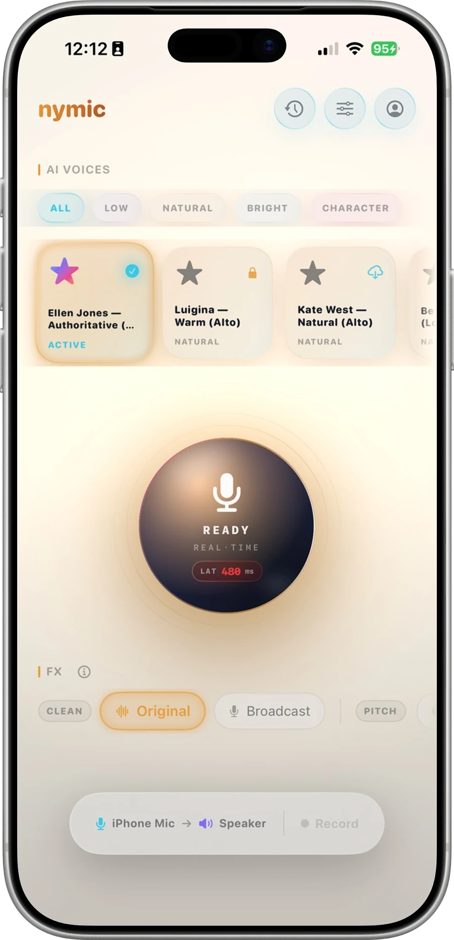 nymic — App Store screen in an iPhone mockup, 1 of 2