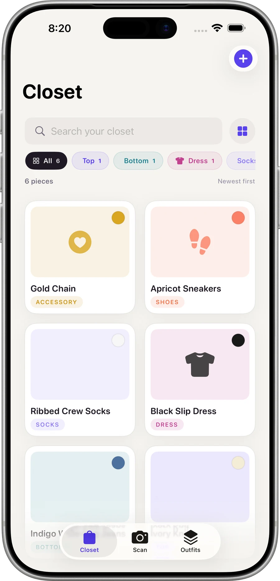 PopCloset — wardrobe catalog in the app