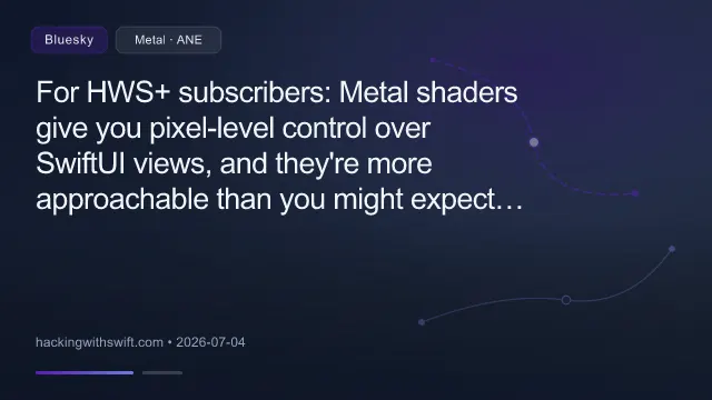 For HWS+ subscribers: Metal shaders give you pixel-level control over SwiftUI views, and they're more approachable than you might expect - from simple recoloring to rainbow gradients and interlacing effects, all hardware