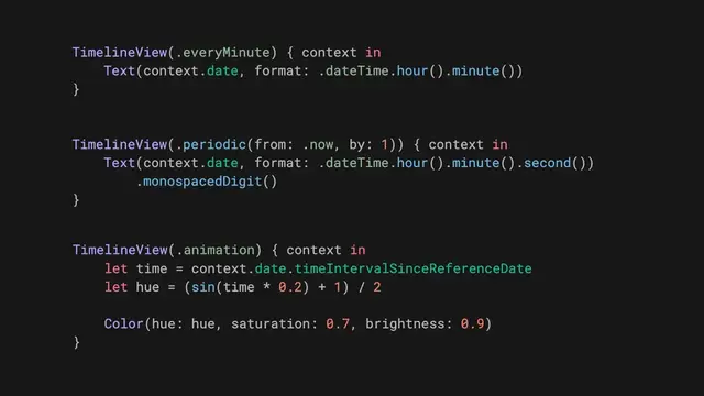 Build SwiftUI views that update periodically or continuously, without relying on explicit state changes, to create dynamic interfaces and visual effects: nilcoalescing.com/blog/Timelin...
#iOSDev #SwiftUI