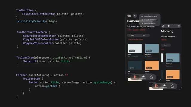 Control which SwiftUI toolbar actions stay visible, move commands into overflow, pin an important item and configure navigation bar minimization with the new iOS 27 APIs: nilcoalescing.com/blog/Adaptiv...
#iOSDev #SwiftU