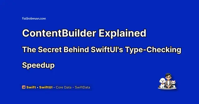 Why is SwiftUI so much faster to compile in Xcode 27?
The new `ContentBuilder` splits view construction from validation with parameter packs. In tests, an 11-level nested layout went from a 10.9s timeout to 5.38ms.
fat