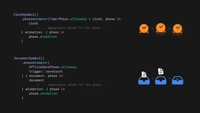 I’ve been exploring phaseAnimator() for multi-step animations in SwiftUI. It lets us define a sequence of view states and control the transition into each one. I wrote up how repeating and triggered variants work: nilcoa
