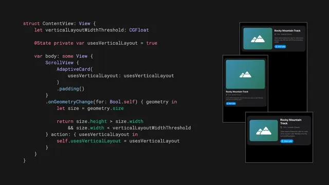 As iOS apps become fully resizable, our layouts have to handle many more combinations of width and height. My new post explores how we can use SwiftUI’s onGeometryChange() to apply custom layout rules without updating st