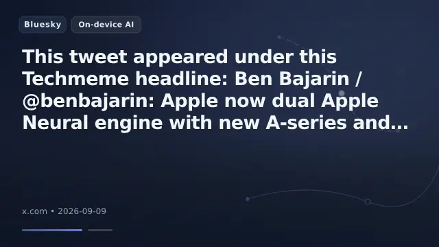 This tweet appeared under this Techmeme headline:

Ben Bajarin / @benbajarin:

Apple now dual Apple Neural engine with new A-series and M series SoC. Also wider memory bandwidth and advanced packaging for memory now sitt