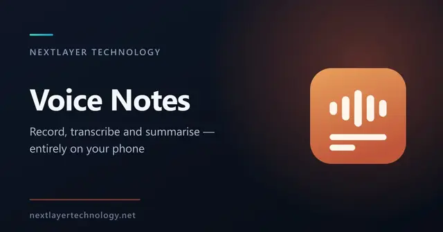 Privacy-first voice memos: on-device transcription, on-device summary, no account, no INTERNET permission. Voice Notes on Google Play.
https://play.google.com/store/apps/details?id=com.nextlayertechnologies.voicenotes&re