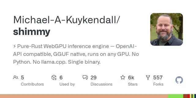 shimmy – ⚡ Pure-Rust WebGPU inference engine — OpenAI-API compatible, GGUF native, runs on any GPU. No Python. No llama.cpp. Sing