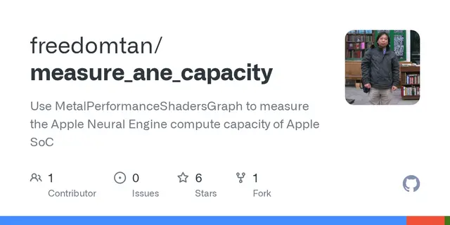 measure_ane_capacity – Use MetalPerformanceShadersGraph to measure the Apple Neural Engine compute capacity of Apple SoC