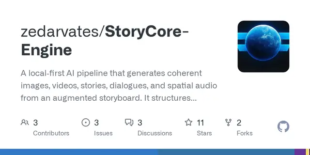 StoryCore-Engine – A local‑first AI pipeline that generates coherent images, videos, stories, dialogues, and spatial audio from an augmente