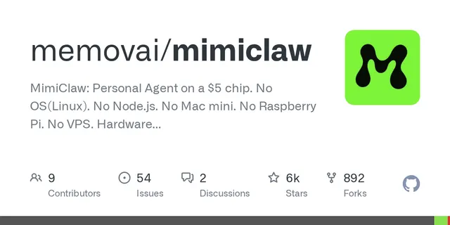 mimiclaw – MimiClaw: Personal Agent on a $5 chip. No OS(Linux). No Node.js. No Mac mini. No Raspberry Pi. No VPS. Hardware agents O