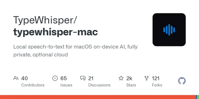 typewhisper-mac – Local speech-to-text for macOS on-device AI, fully private, optional cloud