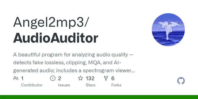 AudioAuditor – A beautiful program for analyzing audio quality — detects fake lossless, clipping, MQA, and AI-generated audio; includes