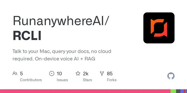 RCLI – Talk to your Mac, query your docs, no cloud required. On-device voice AI + RAG