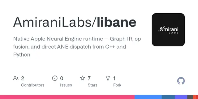 libane – Native Apple Neural Engine runtime — Graph IR, op fusion, and direct ANE dispatch from C++ and Python