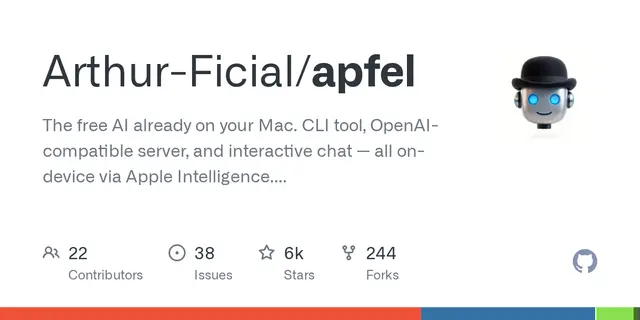 apfel – The free AI already on your Mac. CLI tool, OpenAI-compatible server, and interactive chat — all on-device via Apple Inte