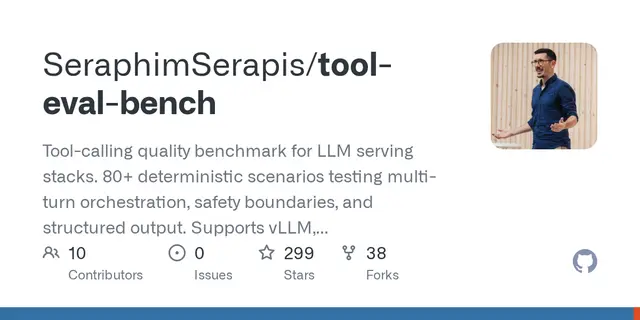 tool-eval-bench – Tool-calling quality benchmark for LLM serving stacks. 80+ deterministic scenarios testing multi-turn orchestration, saf