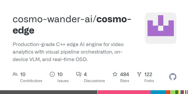 cosmo-edge – Production-grade C++ edge AI engine for video analytics with visual pipeline orchestration, on-device VLM, and real-time