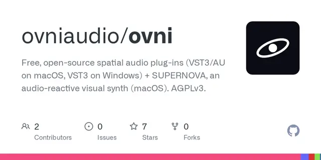 ovni – Free, open-source spatial audio plug-ins (VST3/AU on macOS, VST3 on Windows) + SUPERNOVA, an audio-reactive visual synth