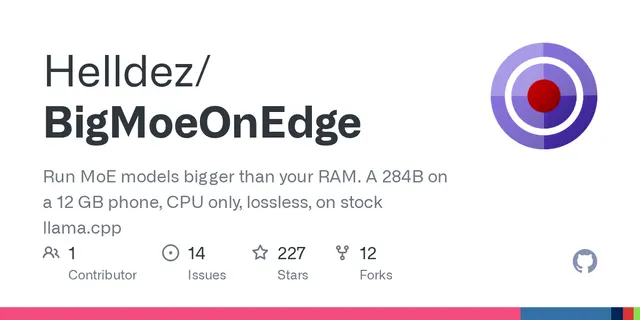 BigMoeOnEdge – Run a 120B-parameter MoE (60 GB) on a 12 GB phone. CPU-only, lossless, on stock llama.cpp
