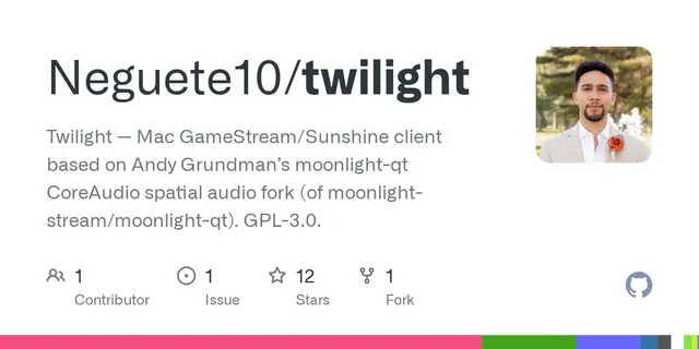 twilight – Twilight — Mac GameStream/Sunshine client based on Andy Grundman’s moonlight-qt CoreAudio spatial audio fork (of moonlig