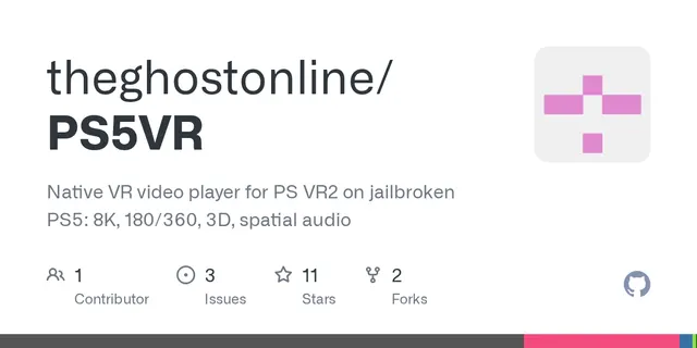 PS5VR – Native VR video player for PS VR2 on jailbroken PS5: 8K, 180/360, 3D, spatial audio