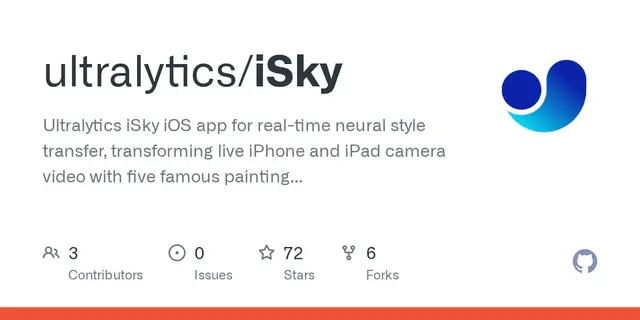 iSky – Ultralytics iSky iOS app for real-time neural style transfer, transforming live iPhone and iPad camera video with five f