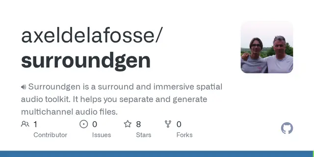 surroundgen – 🔊 Surroundgen is a surround and immersive spatial audio toolkit. It helps you separate and generate multichannel audio 