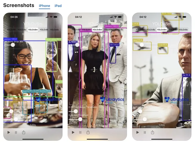 yolo-ios-app – Ultralytics YOLO iOS app and Swift package for real-time Core ML inference across major computer vision tasks.