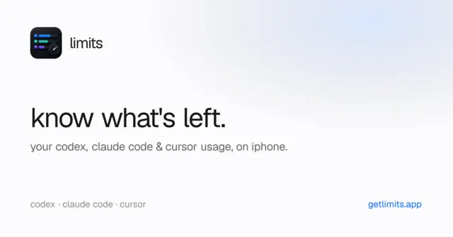 Limits, an on-device iOS app for tracking AI usage limits