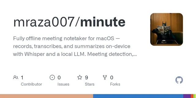 Minute – Offline meeting notes on macOS with Whisper and llama.cpp