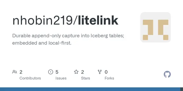 Litelink – local-first, embedded stream capture into Iceberg tables