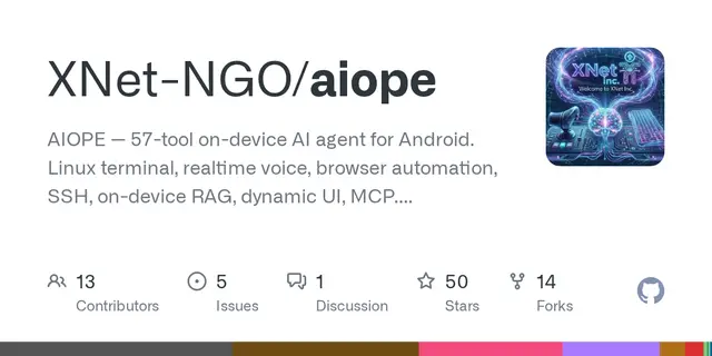 Aiope – An on-device AI agent for Android (terminal, browser, SSH, MCP)