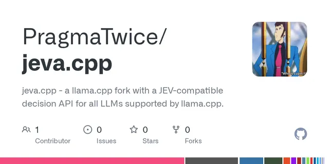 Jeva.cpp – a llama.cpp fork with JEV-compatible API for all LLMs