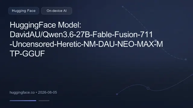 HuggingFace Model: DavidAU/Qwen3.6-27B-Fable-Fusion-711-Uncensored-Heretic-NM-DAU-NEO-MAX-MTP-GGUF
