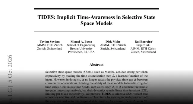 HF Paper: TIDES: Implicit Time-Awareness in Selective State Space Models