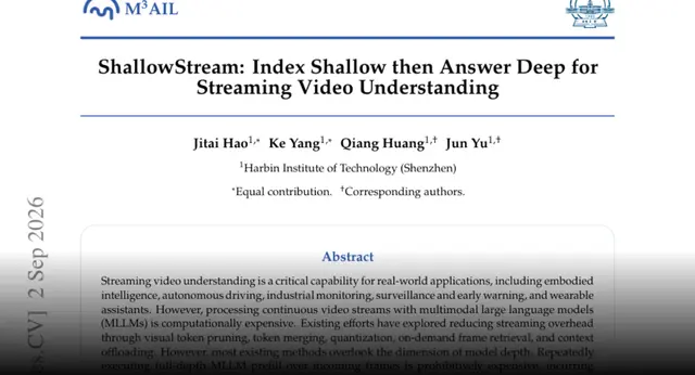 HF Paper: ShallowStream: Index Shallow then Answer Deep for Streaming Video Understanding