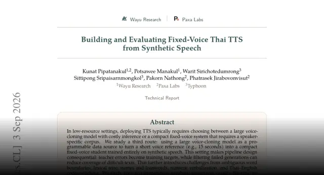 HF Paper: Building and Evaluating Fixed-Voice Thai TTS from Synthetic Speech
