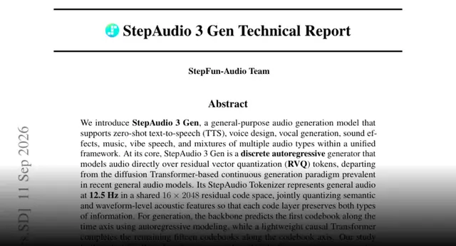 HF Paper: StepAudio 3 Gen Technical Report