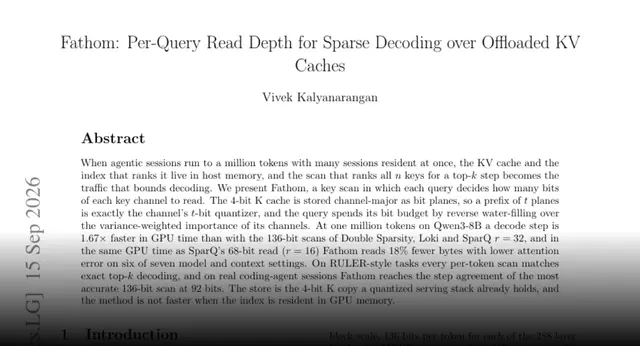 HF Paper: Fathom: Per-Query Read Depth for Sparse Decoding over Offloaded KV Caches