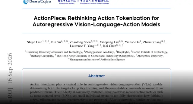 HF Paper: ActionPiece: Rethinking Action Tokenization for Autoregressive Vision-Language-Action Models