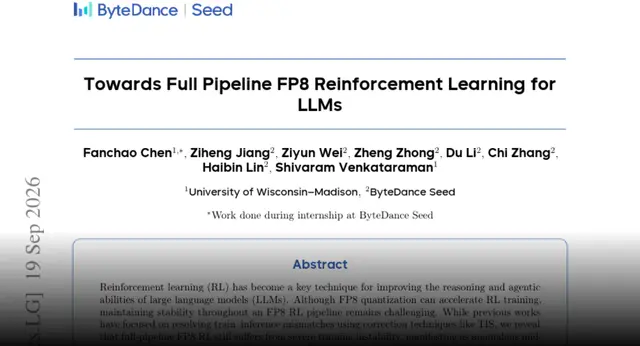 HF Paper: Towards Full Pipeline FP8 Reinforcement Learning for LLMs
