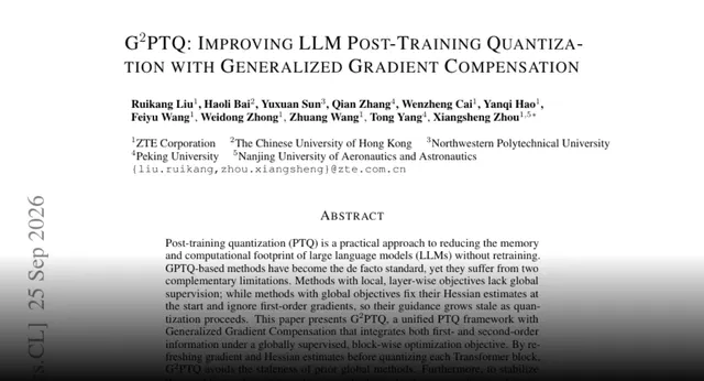 HF Paper: G^2PTQ: Improving LLM Post-Training Quantization with Generalized Gradient Compensation