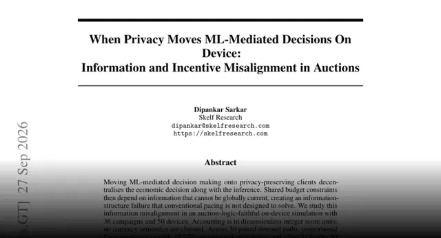 HF Paper: When Privacy Moves ML-Mediated Decisions On Device: Information and Incentive Misalignment in Auctions