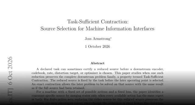 HF Paper: Task-Sufficient Contraction: Source Selection for Machine Information Interfaces